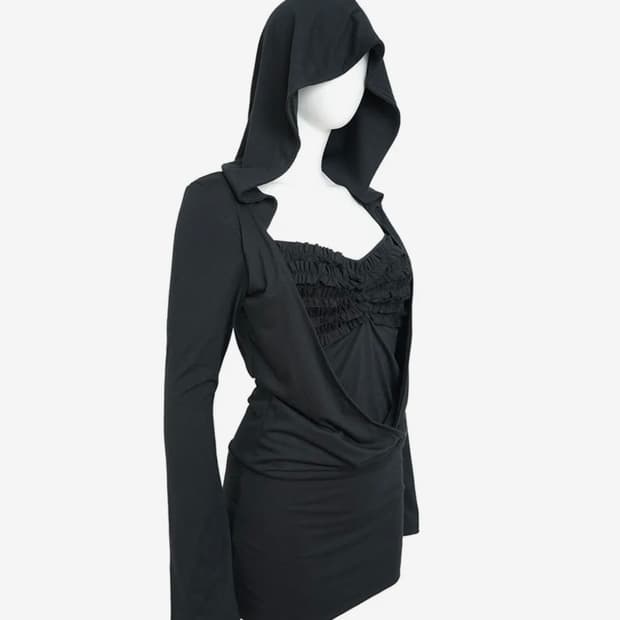 elfelfelf  draped hoodie 드레이프 후디 블랙