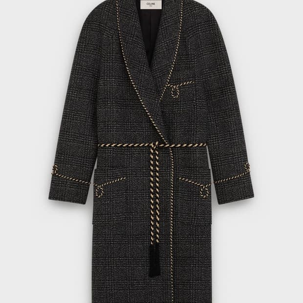 CELINE TWEED ROBE COAT 