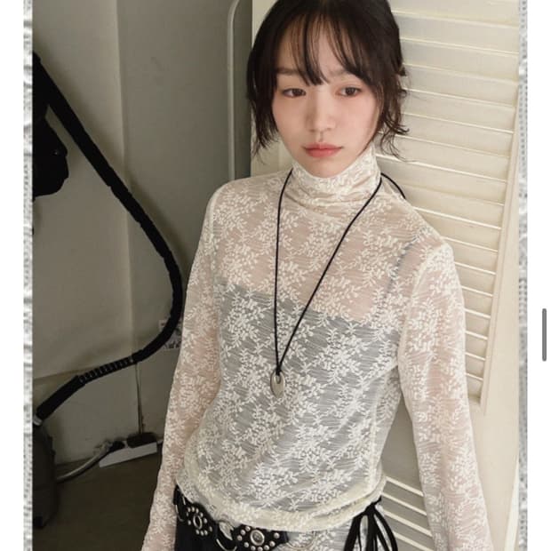 김아홉 눈꽃 레이스 폴라T