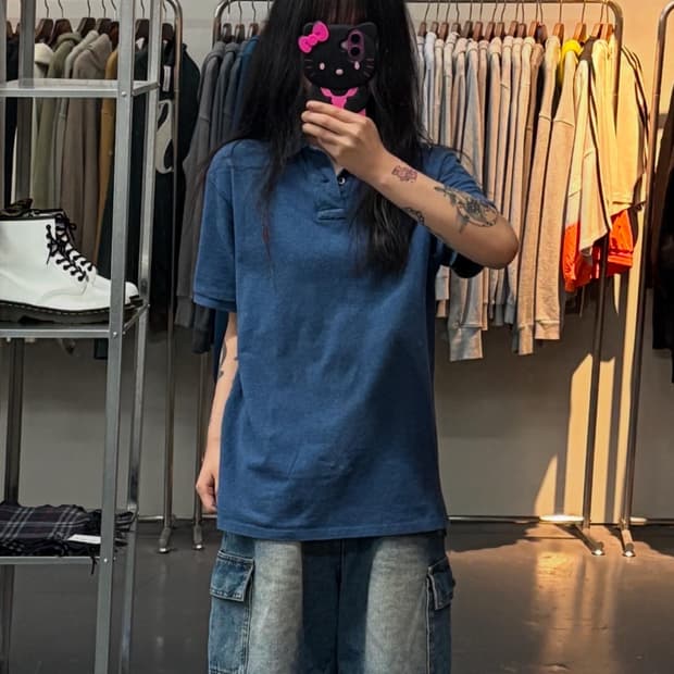 폴로 랄프로렌 신형 블루 오버핏 카라티 A1420