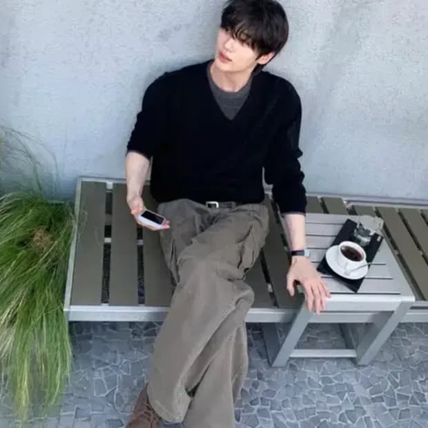 (새상품) 시스템옴므 레이어드 스웻셔츠 니트 블랙 95