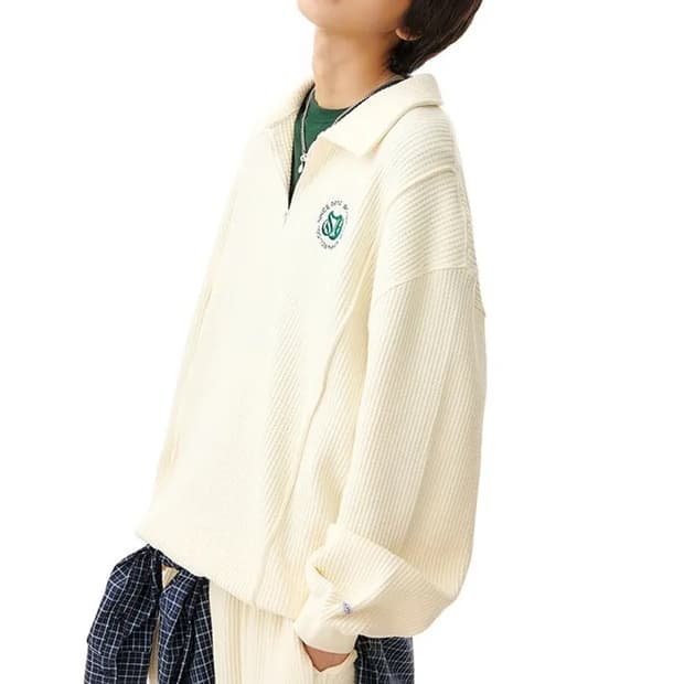 스컬프터 하프집업 와플 니트 셋업