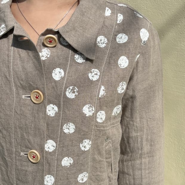 도트 프린팅 린넨 자켓