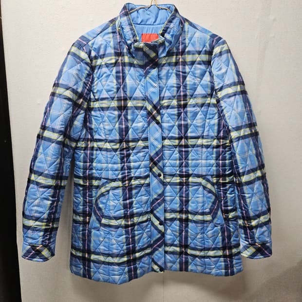 크로커다일 블루 체크 퀼팅 자켓  100