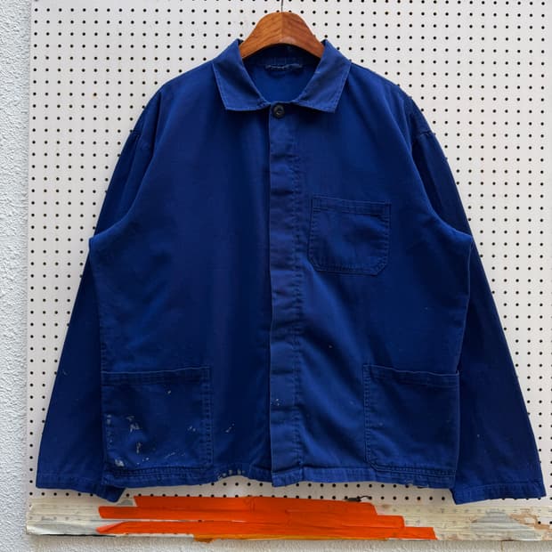 OLD VINTAGE DEEP BLUE PAINTED 프렌치워크자켓