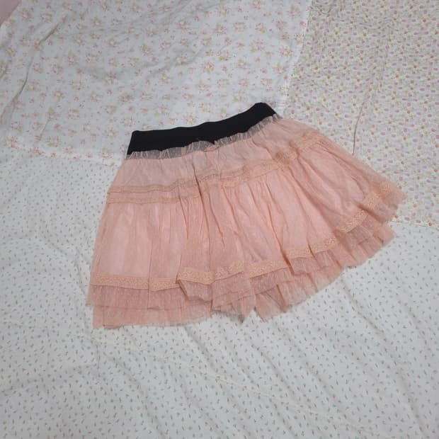 빈티지 핑크 레이스 큐롯 캉캉 스커트 히메갸루 리즈리사 트랄라라깔