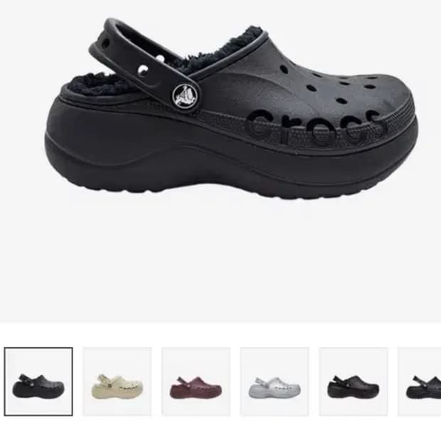 (W) 230 크록스 바야 플랫폼 라인드 클로그 윈터 블랙