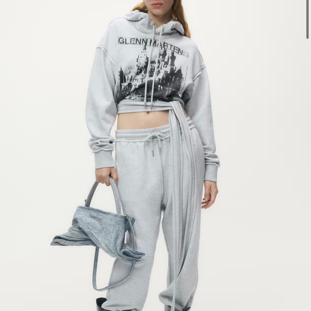 H&M 글렌마틴스 타이 디테일 프린트 후디 S