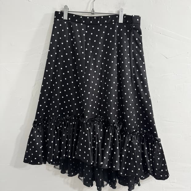 sekine dot frill detail skirt