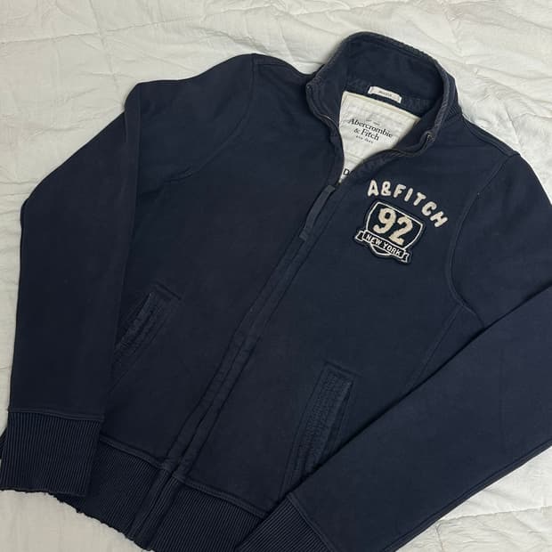 아베크롬비 코튼져지 집업 네이비 미디움