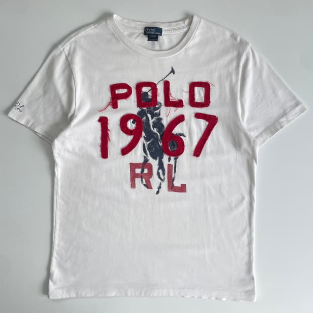 Polo  폴로 랄프로렌 자수 화이트 반팔 티셔츠