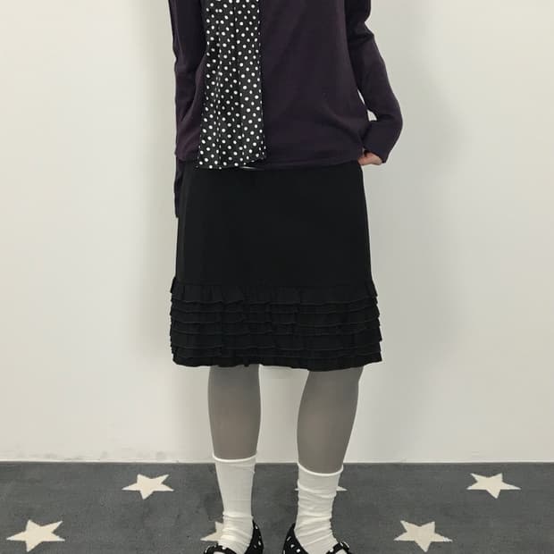 Jpn Black Ruffle Hem Skirt