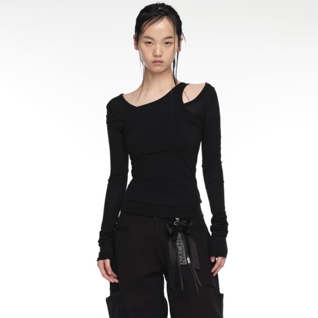 나체 슬리브 (MIXED LAYERED LONG SLEEVE BLACK)