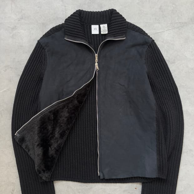 Armani Exchange 아르마니 익스체인지 블랙 퍼 니트 집업