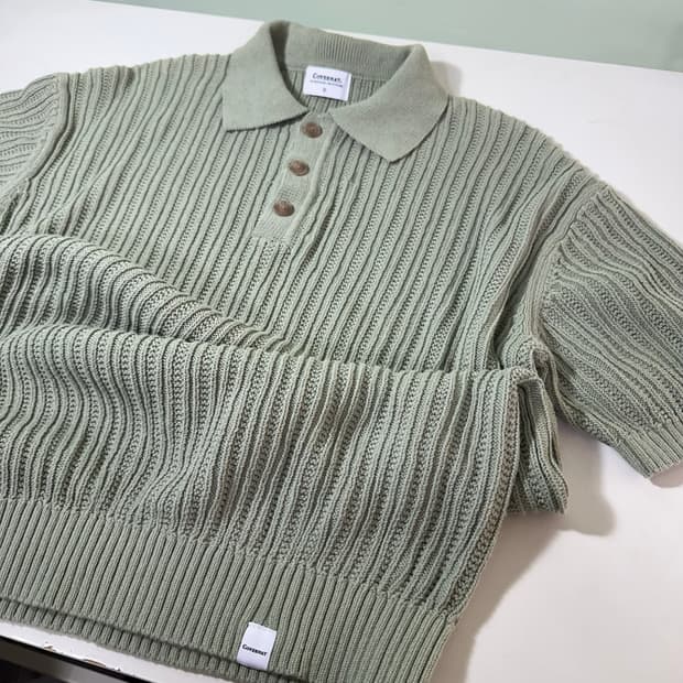 S-M 커버낫 파스텔그린 카라넥 와플반팔