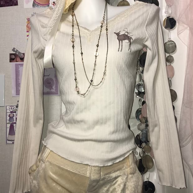 ivory lace deer top