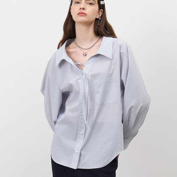 마론에디션 블루 스트링 오버사이즈 셔츠