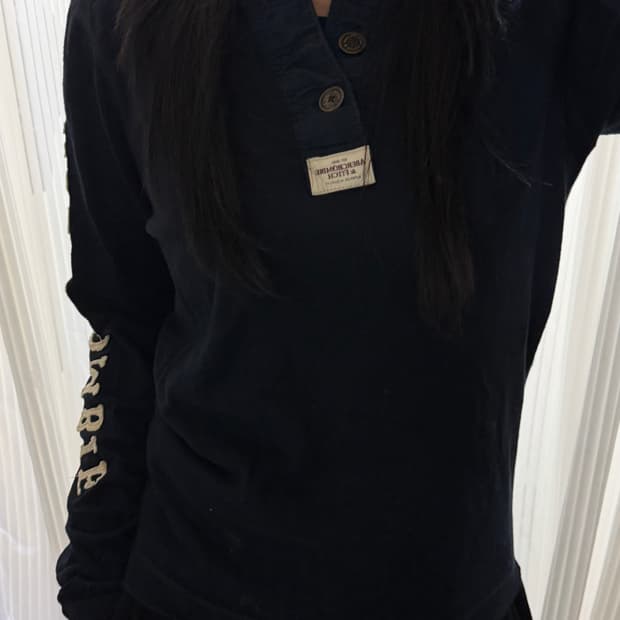 아베크롬비 네이비 헨리넥 긴팔티 S