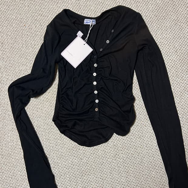 플리즈노팔로우 nina 니나 버튼 레이스 롱슬리브탑