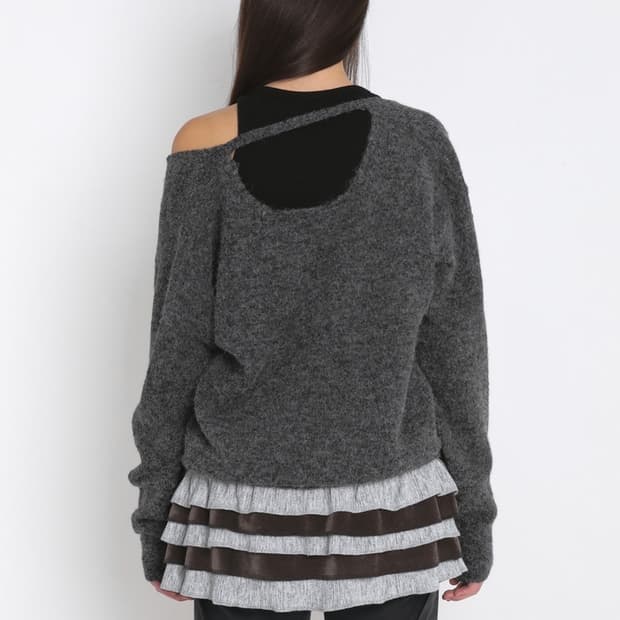 샌드릭 백오픈 니트 차콜