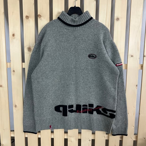 (L) 퀵실버 그레이 하이넥 니트