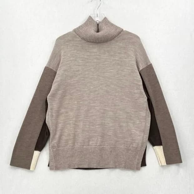 COS 코스 배색 터틀넥 슬릿 니트 L (울100)