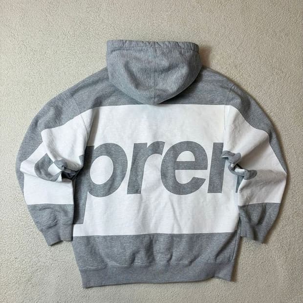 슈프림 21ss 빅 로고 헤더 그레이 후드티 PN6876