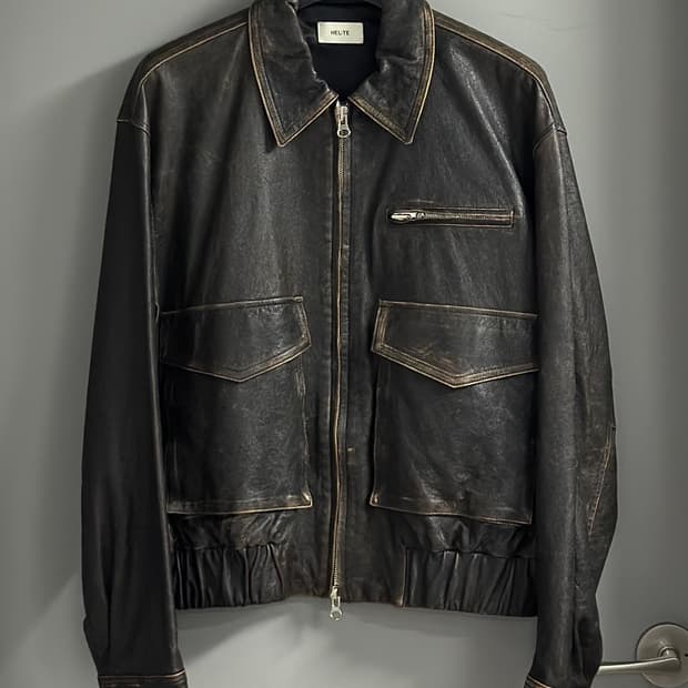 [OS] 호이테 크랙 리얼 양가죽 레더자켓
