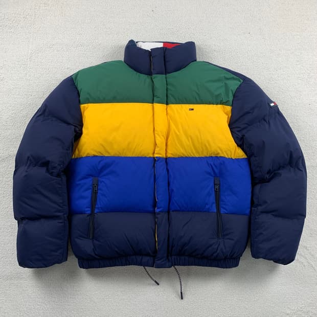 타미진스 컬러블록 덕다운 패딩 자켓