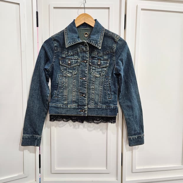 데님 자켓 레이스 포인트