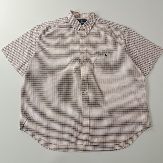 CA049 XL 폴로 빅사이즈 빅셔츠 90s 홍콩판 마이크로체크 반팔