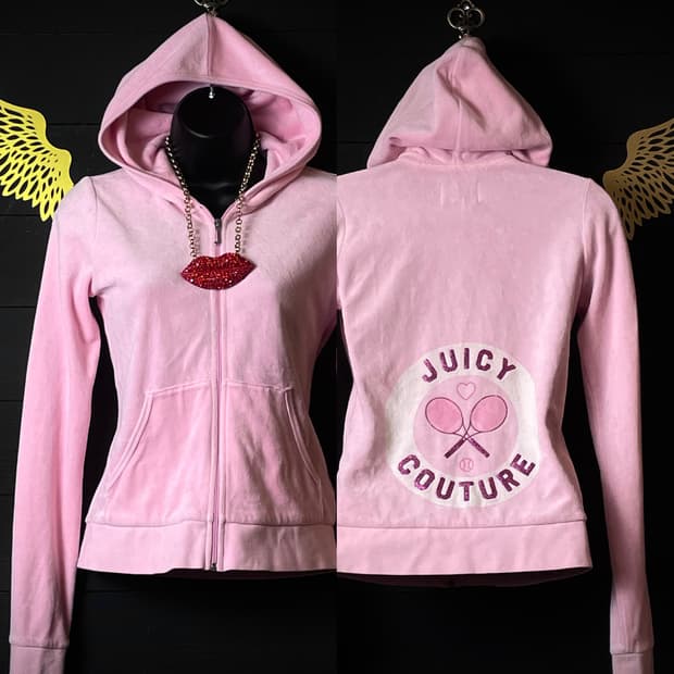 JUICY COUTURE 쥬시꾸뛰르 갸루 핑크 테니스 벨벳 후드집업