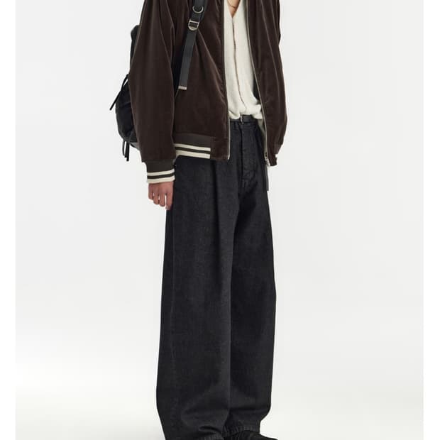 유스 스트럭쳐 와이드 데님 블랙 S