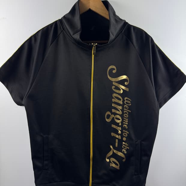 JPN Y2K 블랙골드 레터링 반팔져지1781