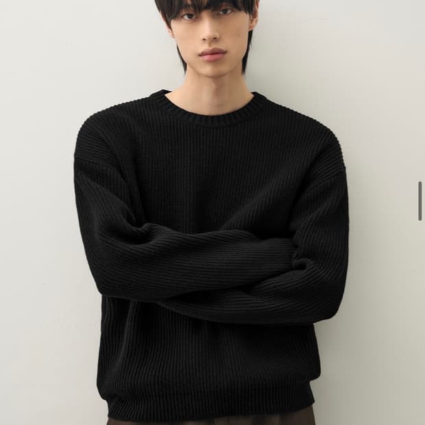 (XL) 드로우핏 램스 울 하찌 라운드 니트 BLACK 판매