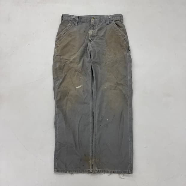 칼하트 OG 가죽패치 카펜터 하드 페이딩 와이드 워크팬츠