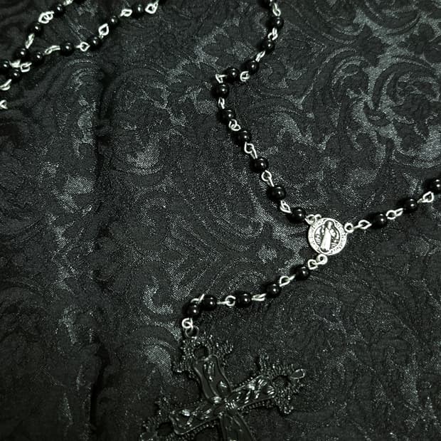 빈티지 고딕펑크 고스 커스텀 로자리오 목걸이