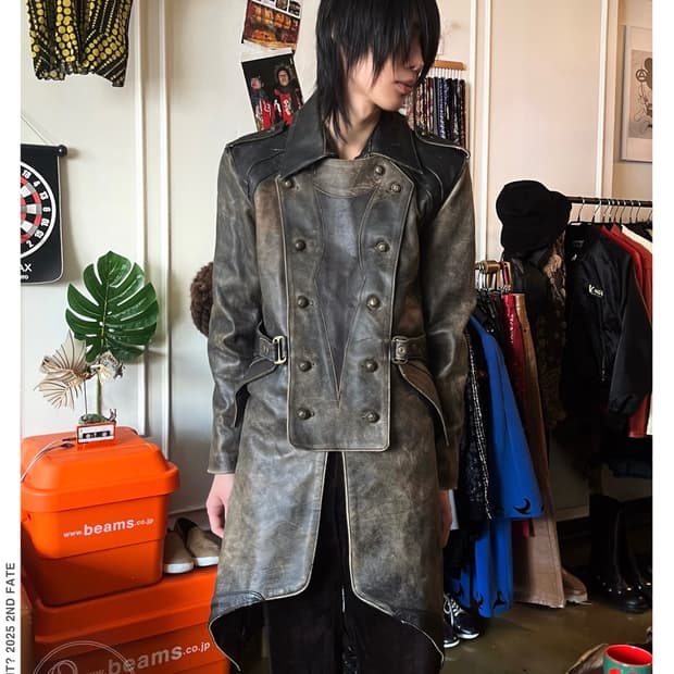 Gothic Cowhide Leather Napoleon Coat