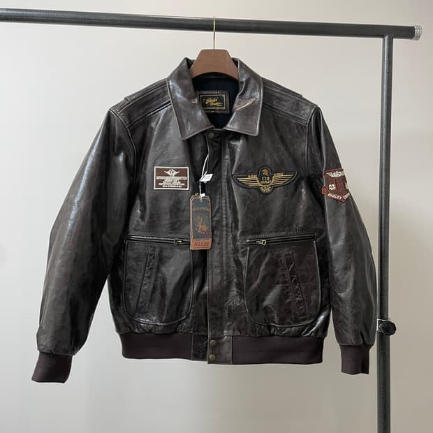 (107~) Halei Leather 소가죽 패치 플라이트 자켓