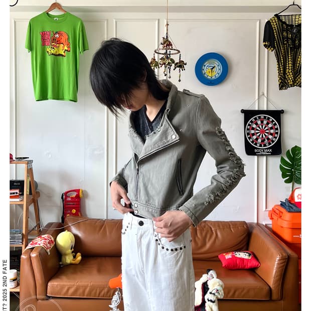 Vintage Destroyed Denim Rider Jakcet