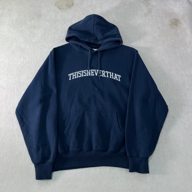 105 디스이즈네버댓 빅로고 네이비 후드티 