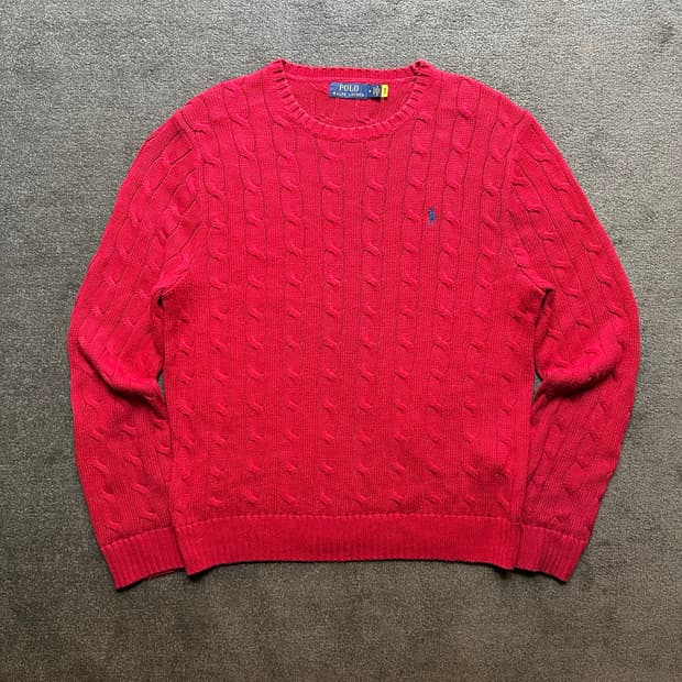 폴로 랄프로렌 케이블 니트 레드 M