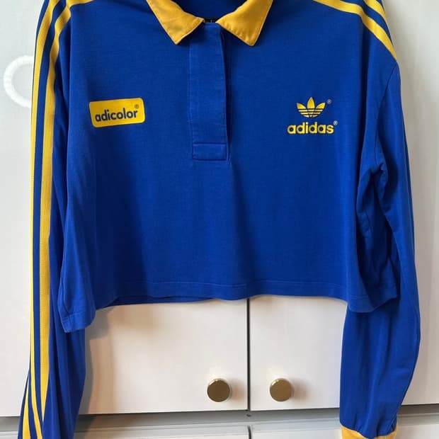 아디다스 아디컬러 긴팔 크롭티 블루/옐로우