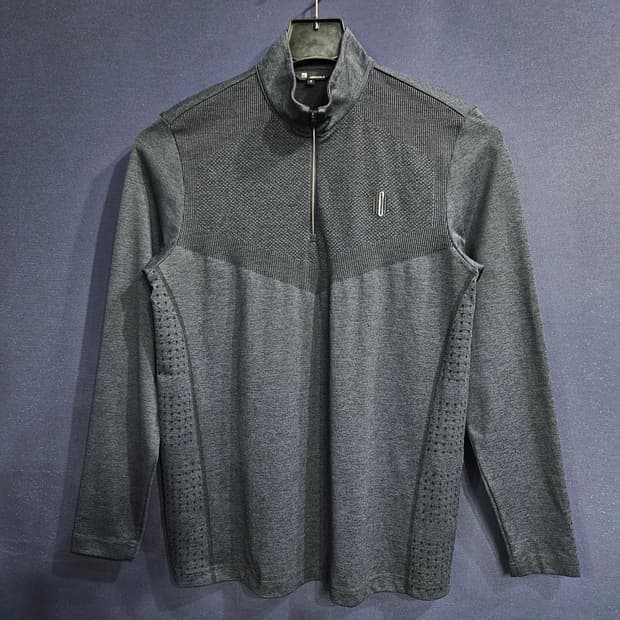 빈폴 다크그레이 남성 슬림핏 95 기능성 반집업 긴팔티 