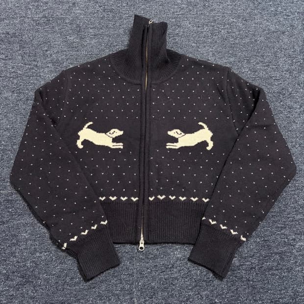 Trwa 보리 울 노르딕 니트 집업 가디건 새상품