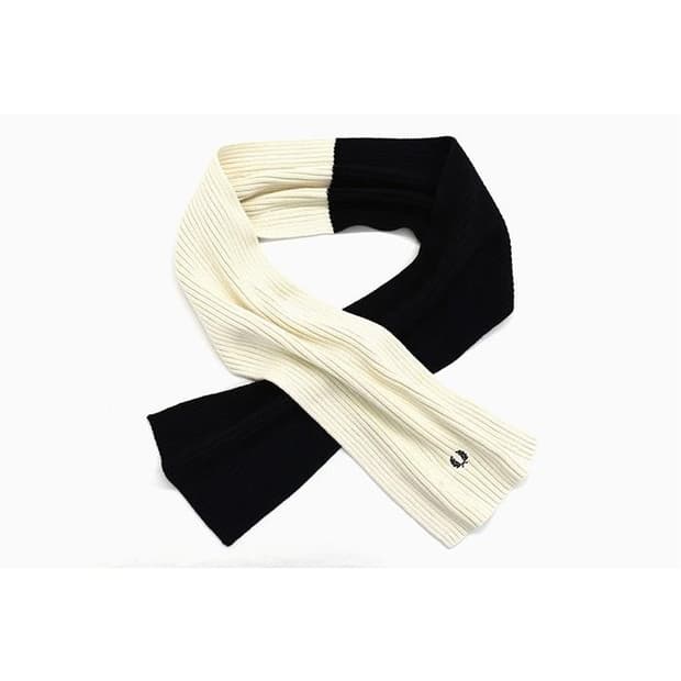 프레드페리 투톤 컬러 블록 니트 머플러 목도리 새상품