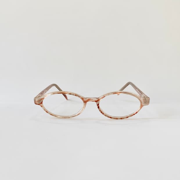[픽키-629] 베이지 마블 오벌 뿔테 호피 안경