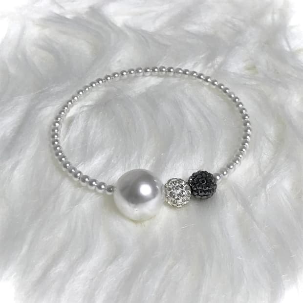 빈티지 진주 크리스탈 뱅글 레이어드 팔찌