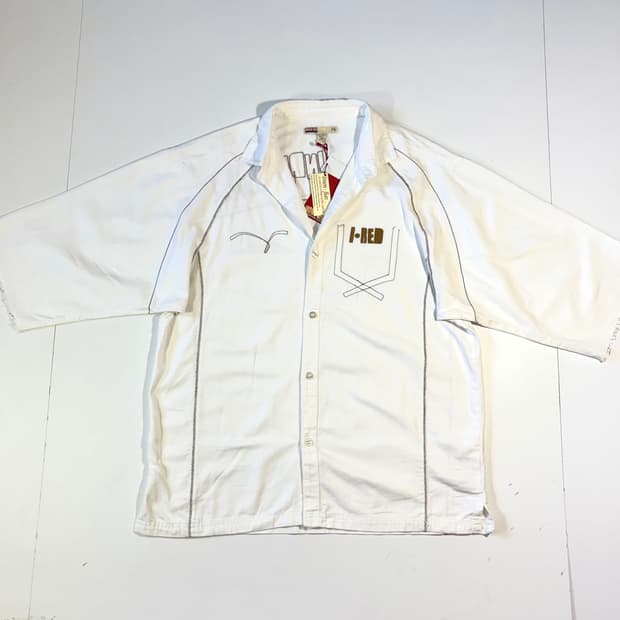 인디고 레드 오버핏 화이트 반팔셔츠 2XL