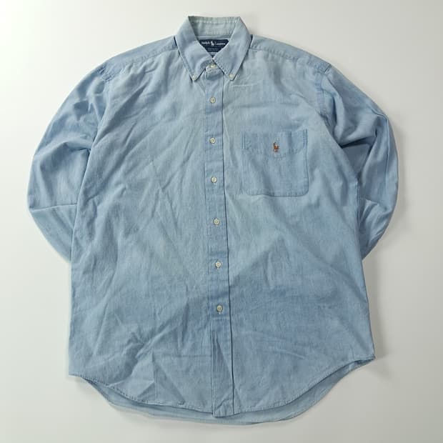 CK217 S 폴로 90s 필리핀판 빅셔츠 샴브레이 셔츠 남방